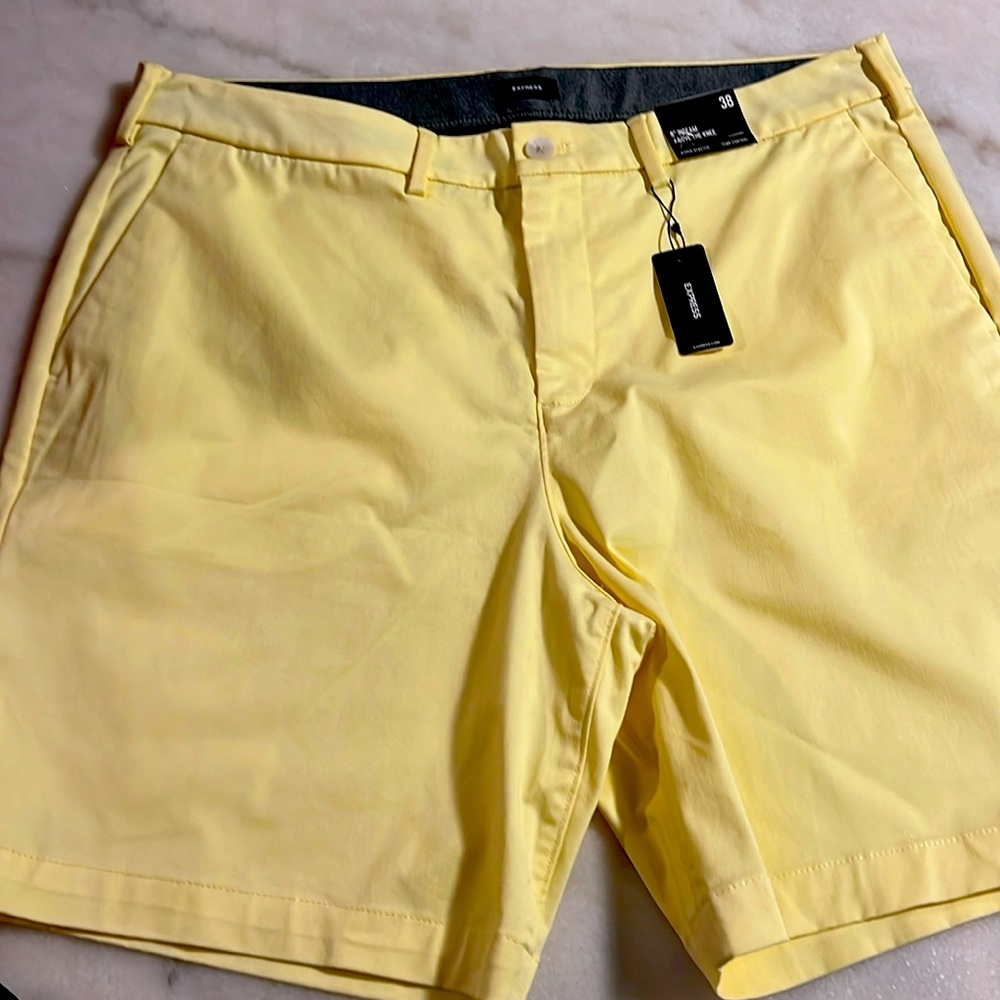 Express slim above the knew men’s dress chino stretch shorts